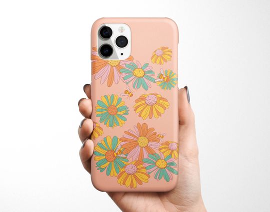 Discover Retro Floral iPhone Case - Groovy Flowers 70s Style Phone Cover