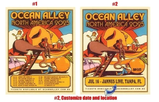 Discover Custom Ocean Alley North America Tour 2025 Poster