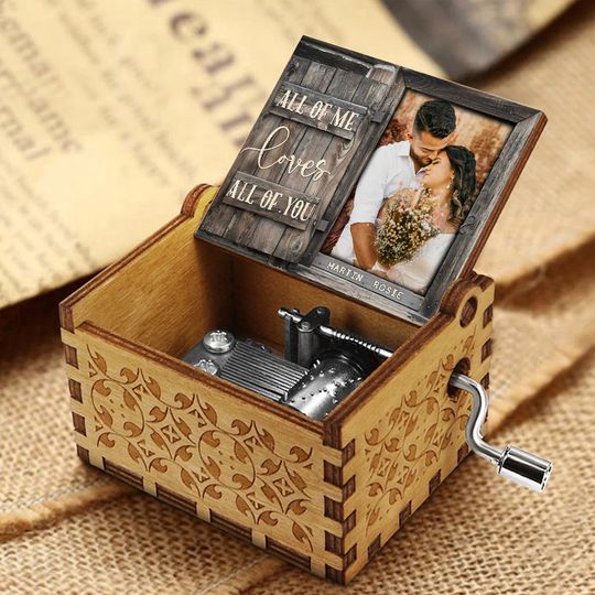 Discover All Of Me Loves All Of You - Personalized Couple Hand Crank Music Box