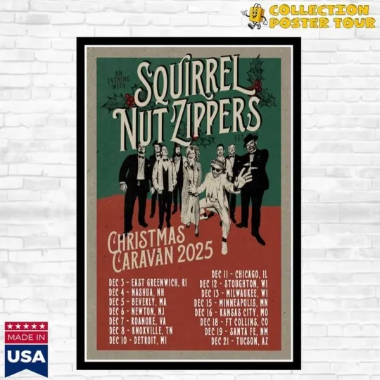 Discover Squirrel Nut Zippers Poster Christmas Caravan Tour 2025