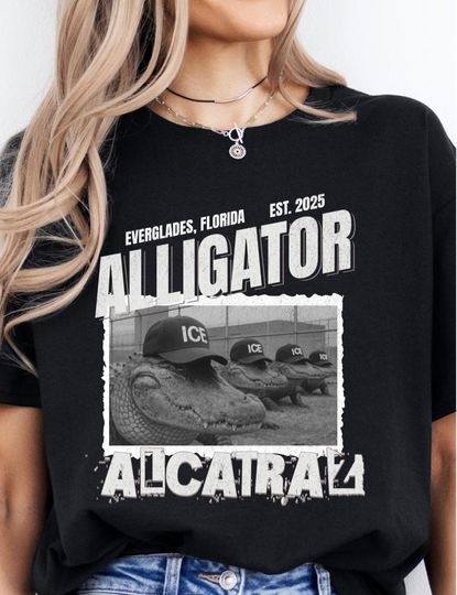 Discover Alligator Alcatraz ICE Donald Trump Shirt, Everglades, Florida Shirt, Funny Political Shirt