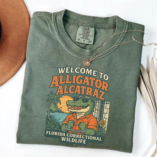 Discover Alligator Alcatraz Florida Shirt, Funny Gator Prison Tee, Trump Florida Visit Meme Shirt