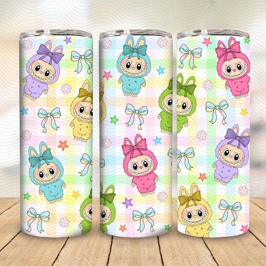 Discover Pink Cartoon 20oz Skinny Tumbler, Labubu Cartoon 20 oz Tumbler