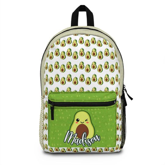 Discover Avocado Kawaii Backpack, Patterned School Bag, Personalized Backpack for All Grades