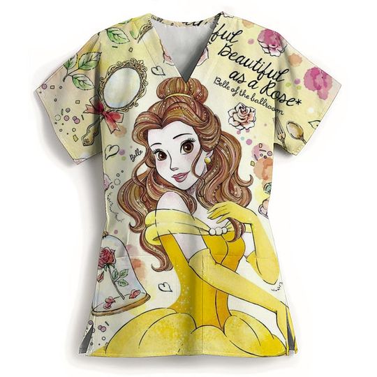 Discover Hospital nurse clothes Disneyyy series princess print Scrubs T-Shirt