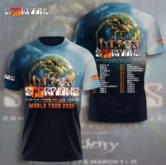 Discover World Tour 2025 Hot Scorpions Band 3D Tshirt