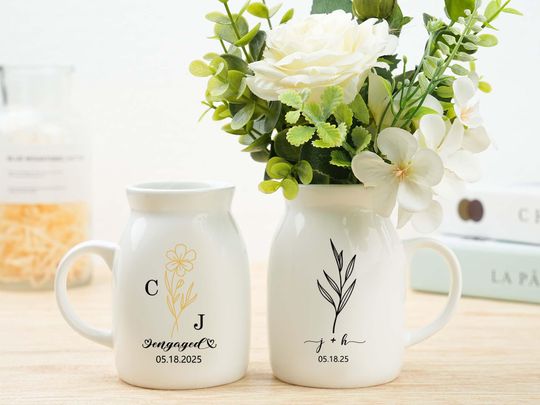Discover Personalized Wedding Flower Vase,Engagement Ceramic,Vase Wedding Gift,Gift for Newlyweds