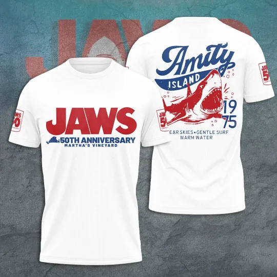 Discover Jaws 1975 - 2025 For Fans 3D T-Shirt All Size For Men C549