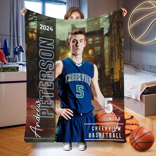 Discover Any Sport, Name, Postion, Number, Team.... - Personalized Basketball Blanket