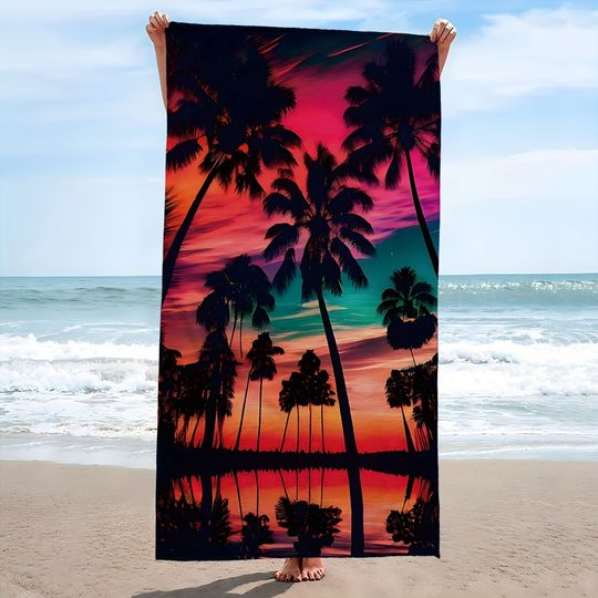 Discover Tropical coconut tree printed Beach Towels