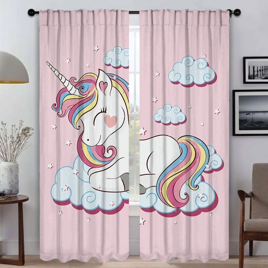 Discover Cute Cartoon Unicorn Home Interior Window Curtain