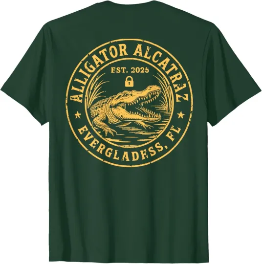 Discover Alligator Alcatraz Florida Everglades Parody Design ON BACK Unisex T-Shirt