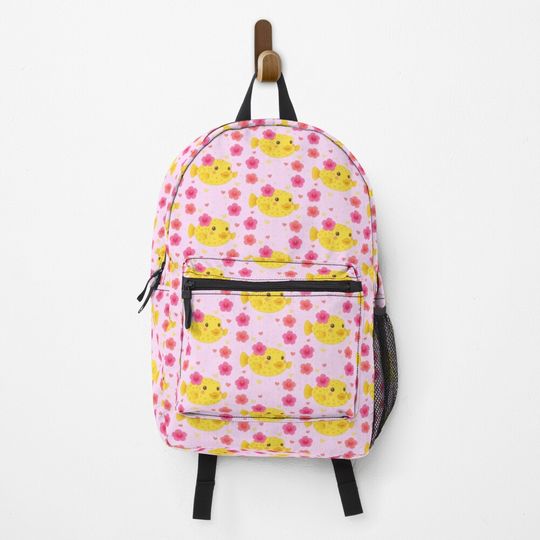 Discover Yellow Boxfish Princess Backpack - Kawaii Ocean Art - Pink