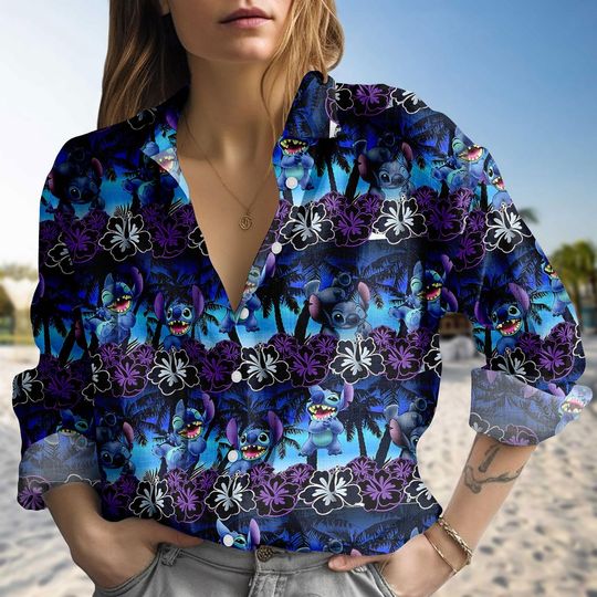 Discover Disneyyy Stitchh Tropical Blouse Shirt, Stitchh Lilo Aloha Casual Shirt, Ohana Mean Family Button Shirt