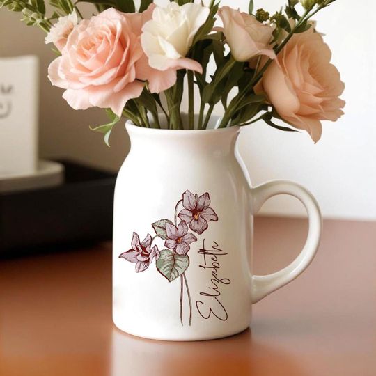 Discover Personalised Birth Month Flower Vase – Custom Birthday & Mother’s Day Gift for Mom & Grandma