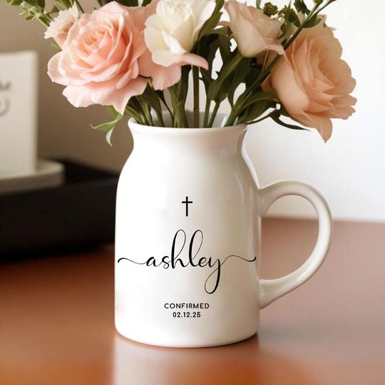 Discover Personalised First Communion Floral Vase – Custom Goddaughter Baptism & Confirmation Gift
