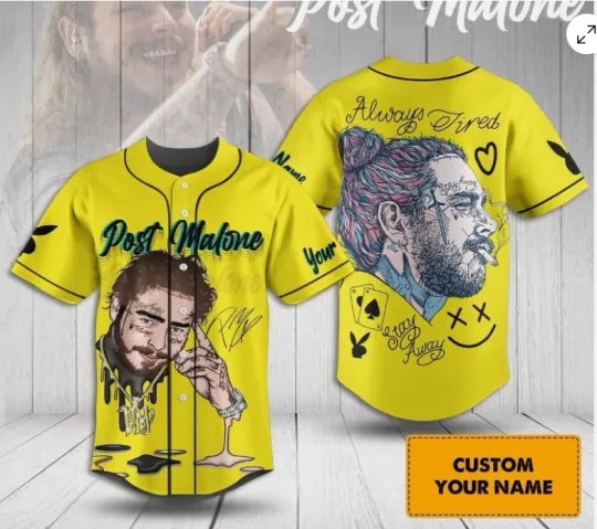 Discover Post Malone Always Tired Stay Away Personalized Baseball Jersey