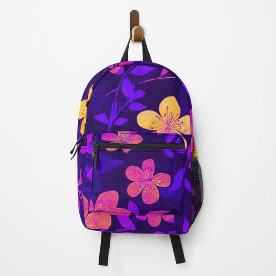 Discover Neon Night Blossoms Psychedelic Floral Backpack