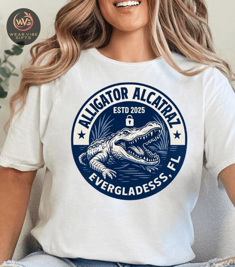 Discover Funny Alligator Alcatraz Shirt, N.I.C.E Prison Squad Tee, Florida Everglades Meme Tee
