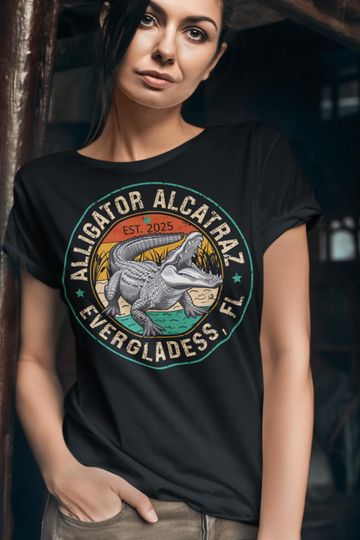 Discover Funny Florida Everglades Shirt, Design Meme Alligator Alcatraz Graphic Shirt