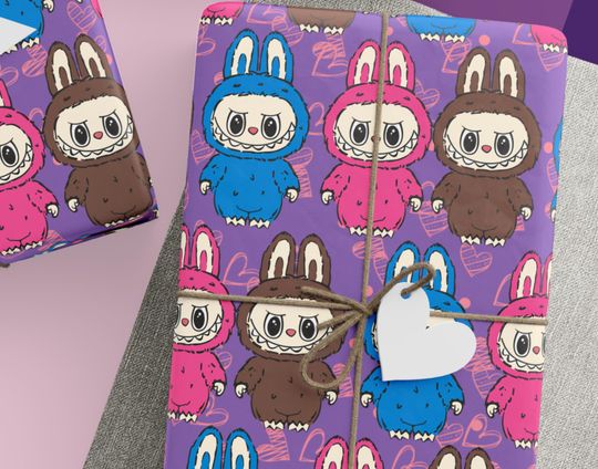 Discover Labubu Themed Wrapping Papers, Labubu Friends Gift, Labubu Gift Wrap, Labubu Gift Wrapper