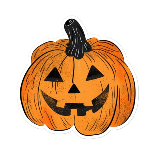 Discover Halloween Jack-o-Lantern Pumpkin Vinyl Sticker - Cute Spooky Season Sticker