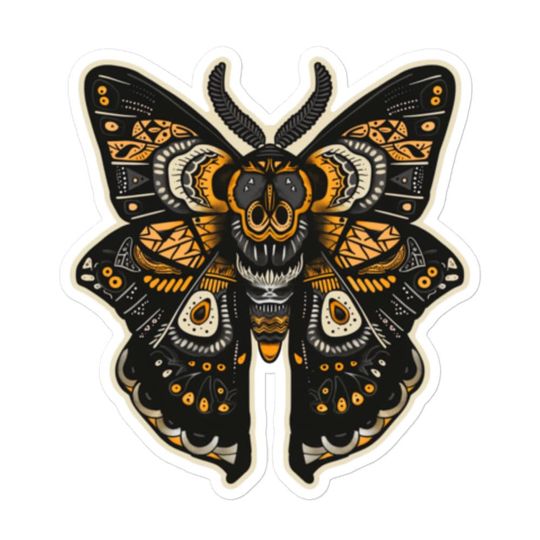 Discover Art Nouveau Death's Head Moth Vinyl Sticker - Gothic Butterfly Sticker