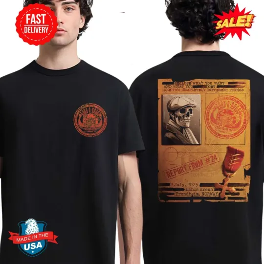 Discover Guns N Roses Trondheim Norway 2025 Tour At Dahls Arena On July 2 T-Shirt
