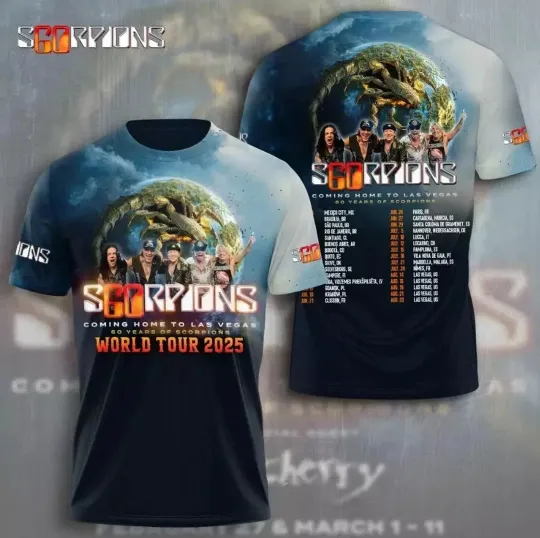Discover World Tour 2025 Hot Scorpions Band 3D Tshirt