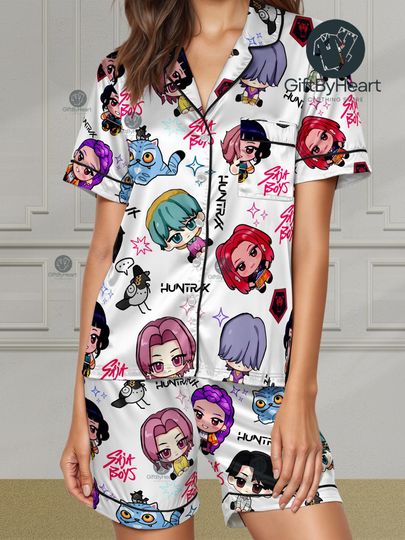 Discover Huntrix Girls Satin Pajama Set, Kpop Demon Hunters Sleepwear