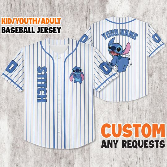 Discover Custom Stitchh Baseball Jersey, Personalized Disneyyy Stitchh Jersey, Gift for Kids