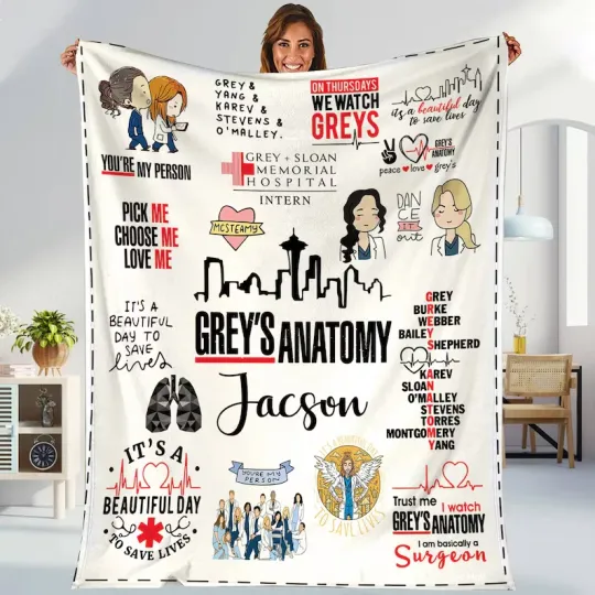 Discover Grey's Anatomy Blanket, Meredith Grey Dr. Derek Fleece Sherpa Blanket