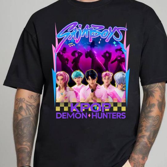 Discover Kpop Demon Hunter Saja boys tee, Jinu shirt , Huntrix tee, kpop idol, kpop anime