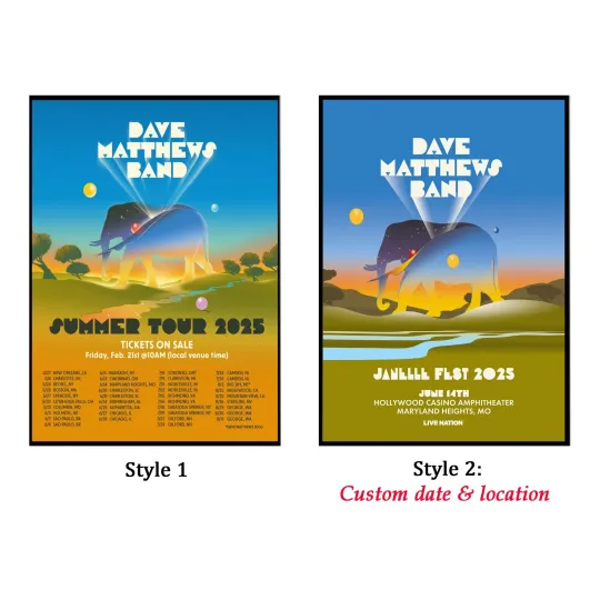 Discover Custom Dave Matthews Band Summer May 2025 Tour Poster