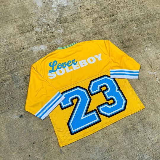 Discover Yellow Baseball T Shirt Graphic Number 23 Top Button Sport Crop Top Mesh Baseball Jersey