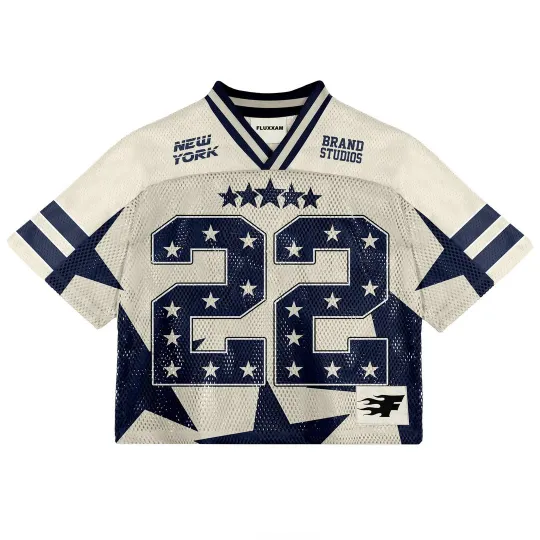 Discover Retro American Harajuku Street Trend Hip-hop Crop Top Mesh Baseball Jersey
