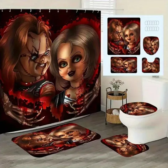 Discover Horror Characters Bathroom Decor, Halloween Bathroom DecorationShower Curtain