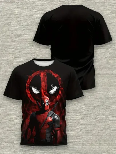 Discover Deadpooll Superhero Gift For Fan Deadpooll Symbol Black & Red Tshirt 3D Printed