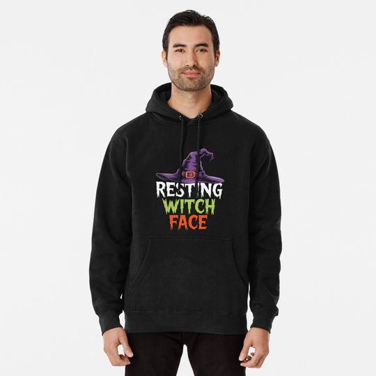 Discover Resting Witch Face Funny Halloween Pullover Hoodie