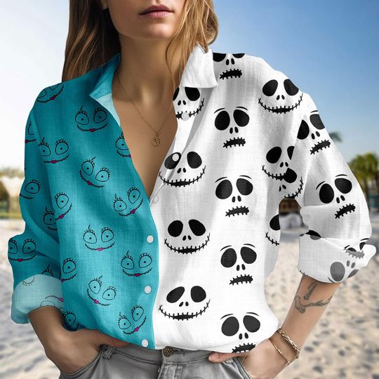 Discover Purple Black Jackk Skellingtonn Shirt, Disneyyy Trip Women Blouse Shirt, Skellington Nightmare