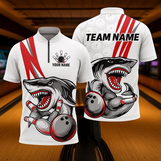 Discover Custom Shark Bowling Jersey with Personalized Name & Team Design