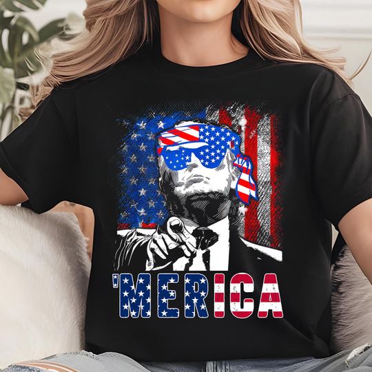 Discover Trump Merica 4th of July shirt , 45/47 President American Flag  Trump Merica 4th Of July 47th President American Flag