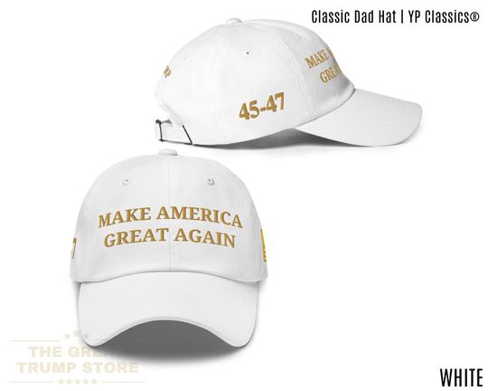 Discover MAGA Hat White Gold Trump Cap, MAGA Baseball Cap, Trump 45 47 MAGA Cap