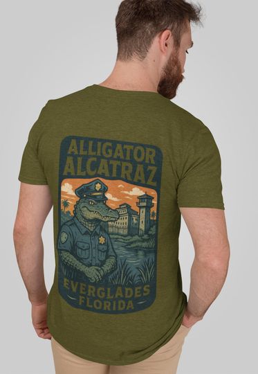 Discover Alligator Alcatraz Everglades Florida T-Shirt, Funny Retro Gator Cop Shirt