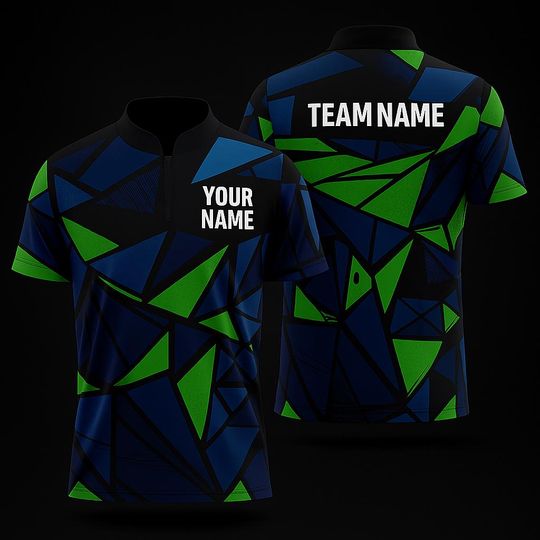 Discover Custom Bowling Jersey, Blue Green Dart Shirt  Personalized League Sports Bowling Jersey