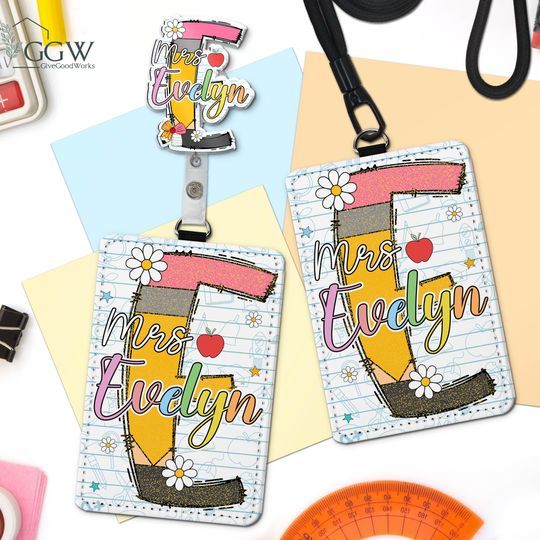 Discover Custom Teacher Name Badge Reel, Kids ID Badge Holder, Back To School Gift For Teacher