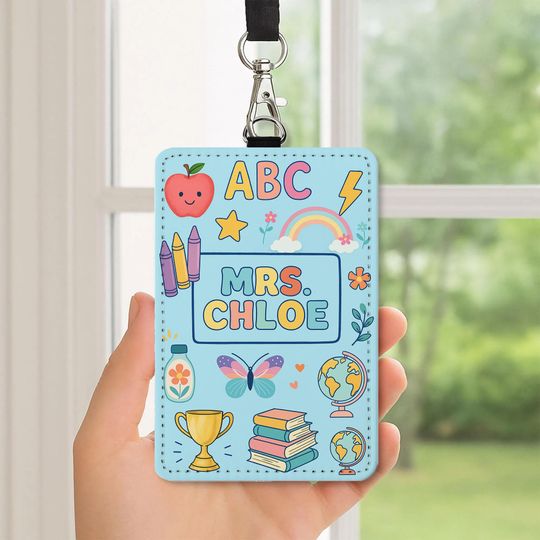 Discover Custom Teacher ID Badge Teacher Blue ABC Name Tag with School