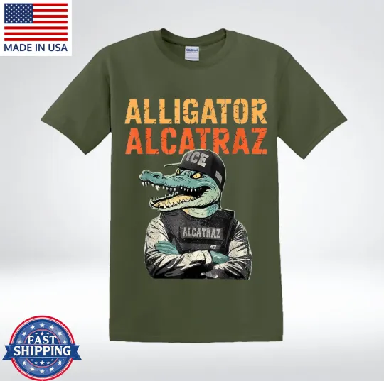 Discover Smiling Gator ICE Cap Alcatraz 2025 T-Shirt