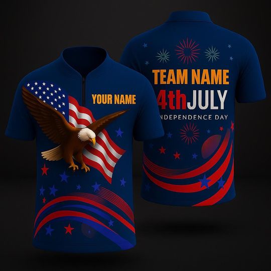 Discover 4th of July Eagle Shirt  Custom Patriotic Bowling Jersey  USA Flag Independence Day Team Bowling Jersey