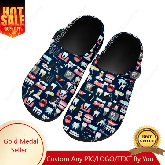 Discover Tooth Dentist Cartoon Pattern Clogs